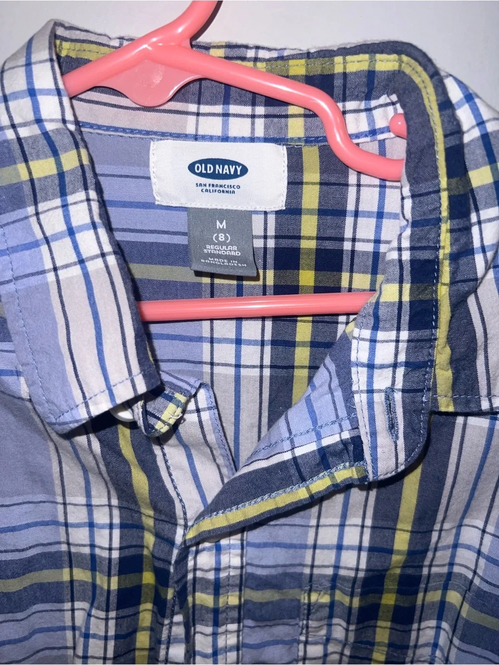 Old Navy Boys Blue and Yellow Plaid Button-Down Shirt